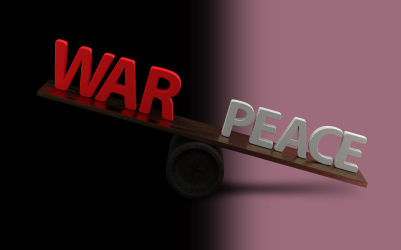 War or Peace Concept with Gradient Background. 3d Rendering