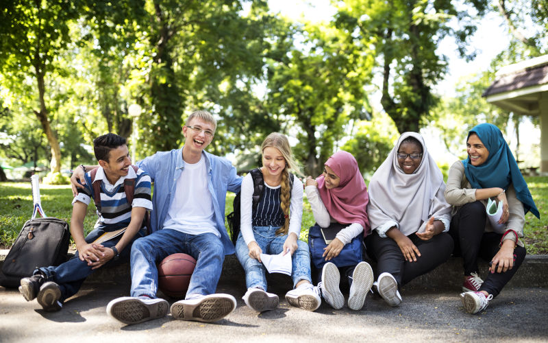 A group of diverse teenagers.