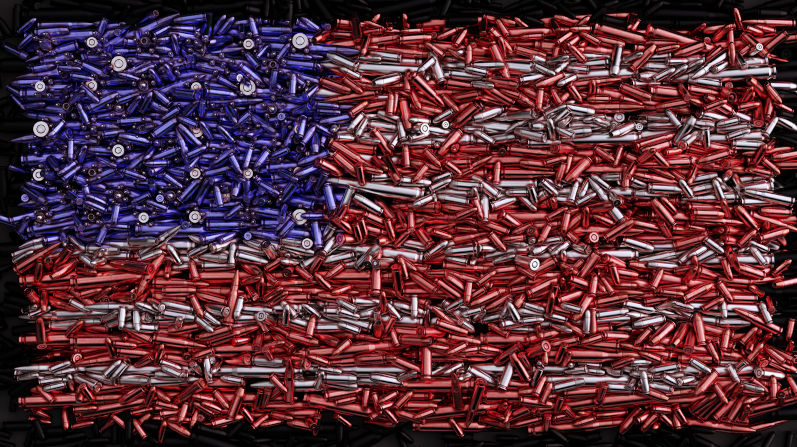 USA Flag formed out of bullets.