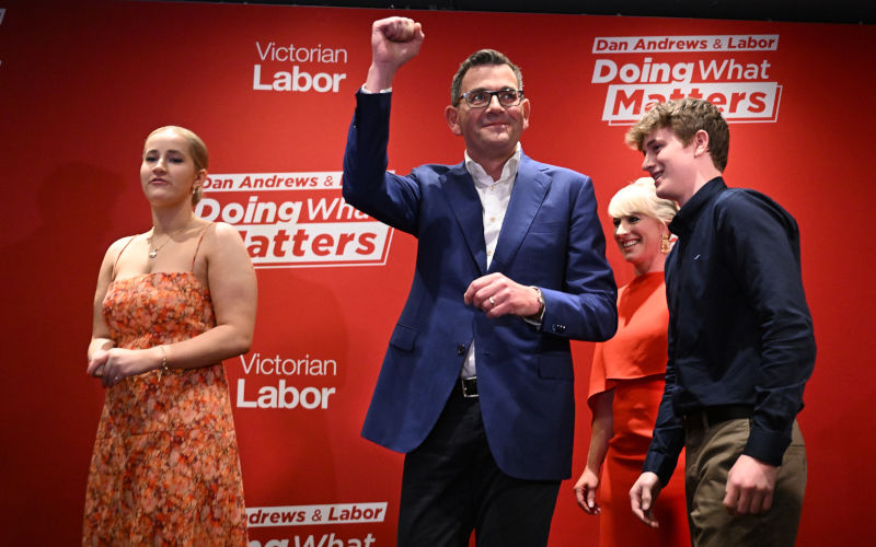 Victoria Election Labour Reception Dan Andrews victory. Image: AAP / James Ross