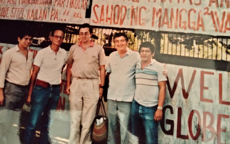 Bruce at a trade union conference in the Philippines in 1986. He is second from the right. In the middle is Chris White who was head of the SA labour council at the time.