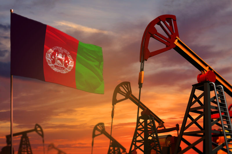 Afghanistan oil industry concept, industrial illustration. Afghanistan