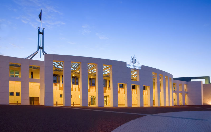 Canberra Parliament House at Twilight.