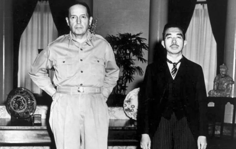 Douglas MacArthur with Emperor Hirohito, September 26, 1945.