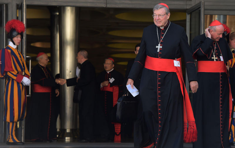 Cardinal George Pell (Australia) arrives at the synod on themes of family, sex and marriage at the Vatican on October 15, 2014. Image: Alamy