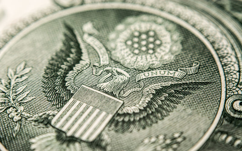 This is image of one US dollar bill, super macro close up.