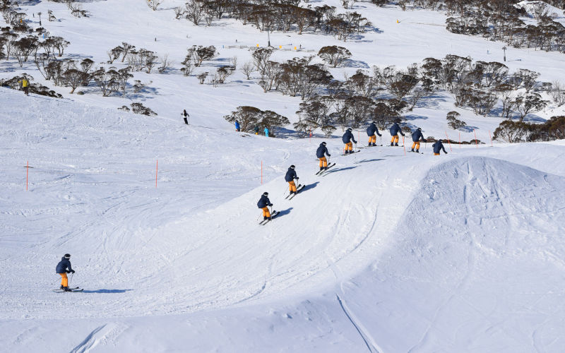 Skier racing through a Ski Cross Course in Australia