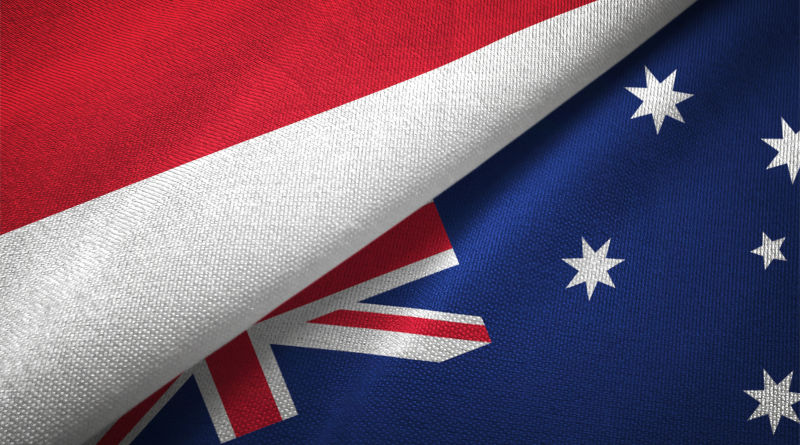 Australia and Indonesia flag together realtions textile cloth fabric texture