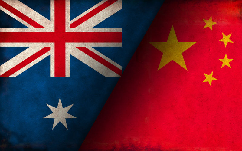 China Australia flags.