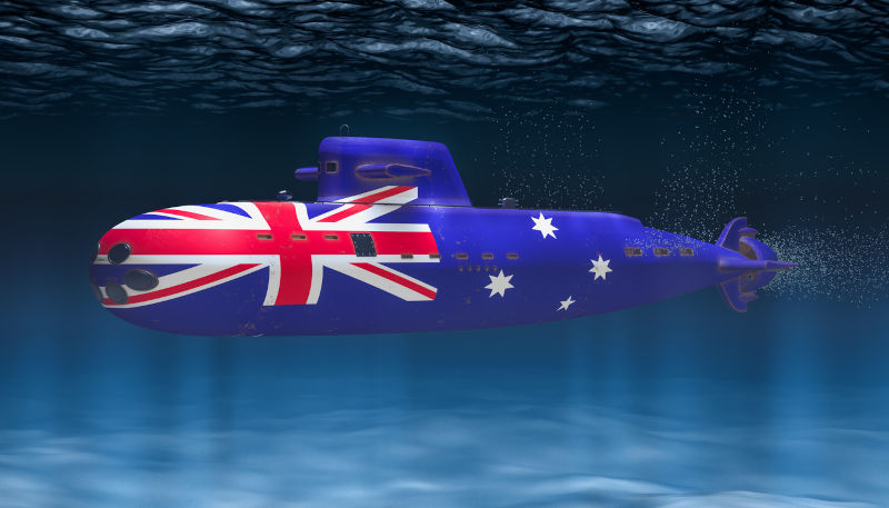 Submarine of Australian Navy, concept. 3D rendering.