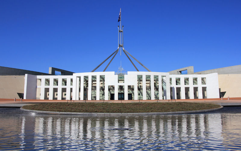 The Australian parliament house in Canberra.