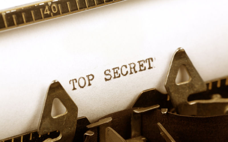 Typewriter close up shot, Concept of Top Secret.