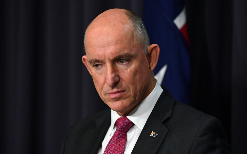 Minister for Employment Stuart Robert at a press conference at Parliament House in Canberra, Thursday, February 17, 2022. AAP Image/Mick Tsikas NO ARCHIVING