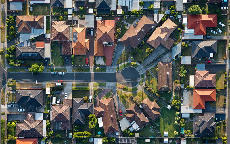 Flying over the suburbs of Melbourne Australia.