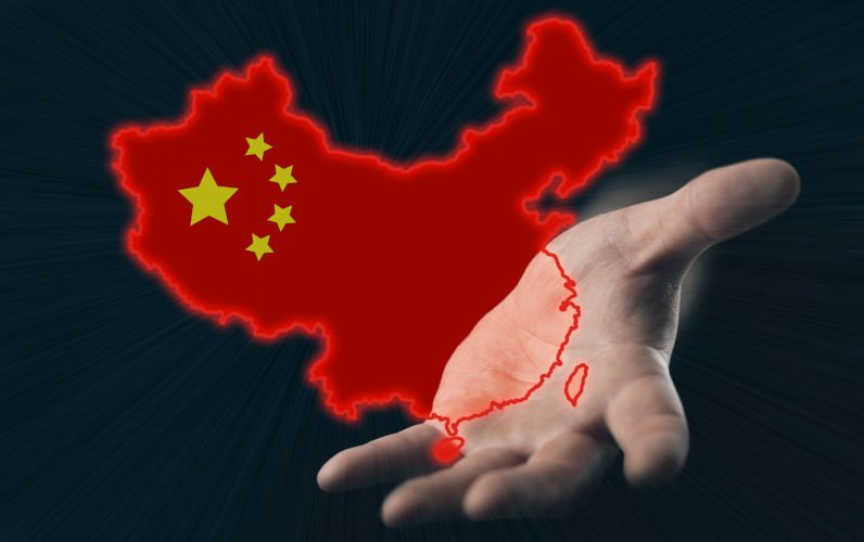 Map of china in hand.