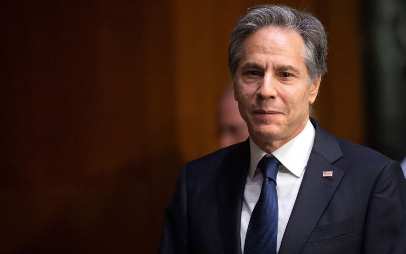 U.S. Secretary of State Anthony Blinken arrives at Senate Foreign Relations Committee Hearing on the Fiscal Year 2023 Budget at the U.S. Capitol in Washington, DC, USA, on Tuesday, April 26, 2022. Alamy / Photo by Bonnie Cash/Pool/ABACAPRESS.COM