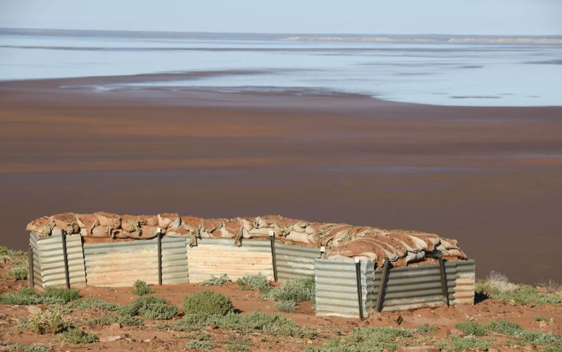 ADF firing point-bunker, erected for training purposes. Lake Hart. Woomera Prohibited Area. May 2022. (Image: John Rodsted)