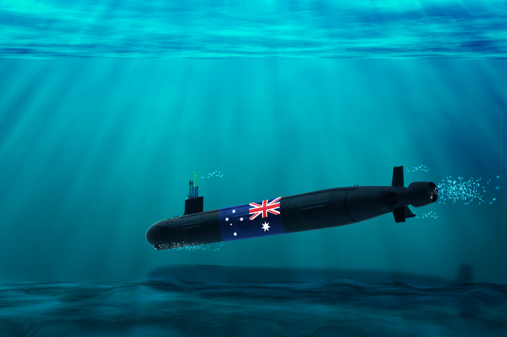 AUKUS Nuclear submarine in the deep sea, The US, UK, and Australia have announced a historic security pact in the Asia-Pacific, Australia new submarine deals with the US. France upset. Artists impression. Image iStock/ Homayon Kabir