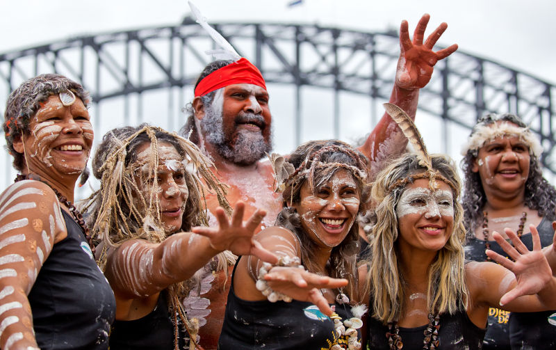 Indigenous-dancers-at-Homeground-indigenous-Festival-in-Sydney. Image: iStock / PomInOz Indigenous dancers strike a pose during the Homeground festival - a major annual celebration of aboriginal culture.