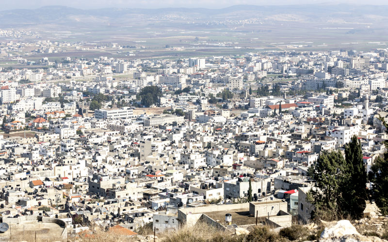 Panorama of Jenin in Palestine, West Bank.