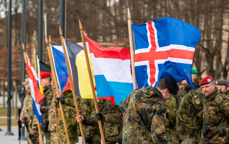 Vilnius,-Lithuania-Flags-of-various-European-countries-members-of-NATO. Image: iStock / Michele Ursi Vilnius, Lithuania - March 29 2022: Flags of various European countries, Iceland, Netherlands, Belgium, Czech Republic, Poland, members of NATO force integration unit based in the Baltic States in Vilnius, Lithuania.