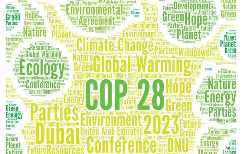 COP 28 in Dubai United Arab Emirates world cloud.