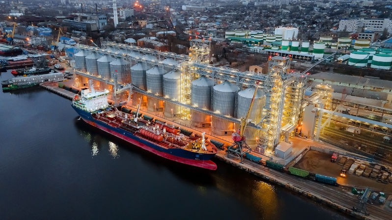 The city of Nikolaev, Kherson, Odessa grain Elevators of Ukraine