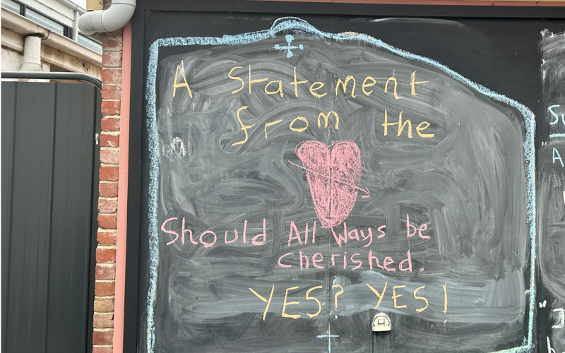 A statement from the Heart wrote on black board.